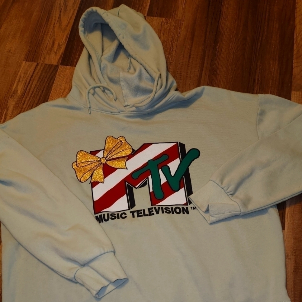 M TV  Vintage Christmas Holiday Hoodie Size Large